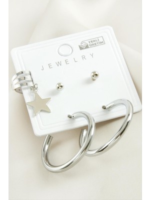 Datatek 5 Adet Yıldız Boru Halka Küpe 2,5 cm