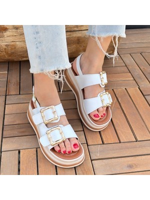 SEPET365 Stan Beyaz Cilt Sandalet