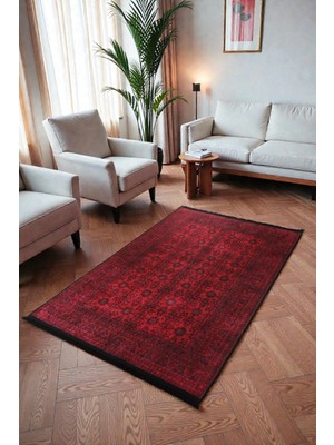 Bordo Otantik Desenli Bambu Kilim | 1008