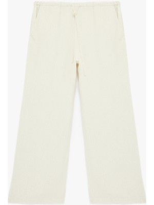 Koton Beli Bağcıklı Keten Karışımlı Pantolon