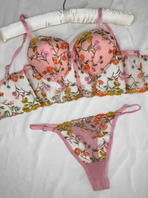 Rozenin Lingerie Çiçek Desenli Korseli Destekli Büstiyer Sütyen Takımı
