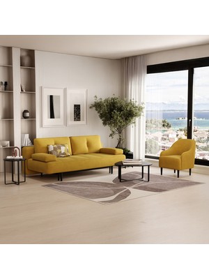 Enza Home Henna Koltuk Takımı, Kadife Dokulu - Yağ Yeşili