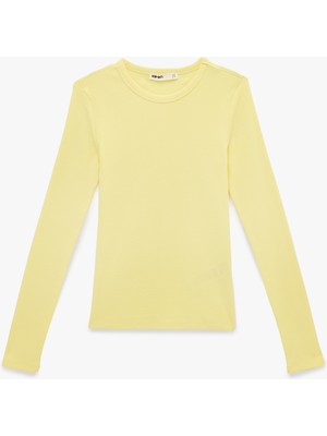 Koton Pamuklu Slim Fit Uzun Kollu Bisiklet Yaka Tişört