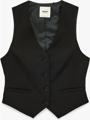 Koton Regular Fit Kolsuz V Yaka Klasik Yelek