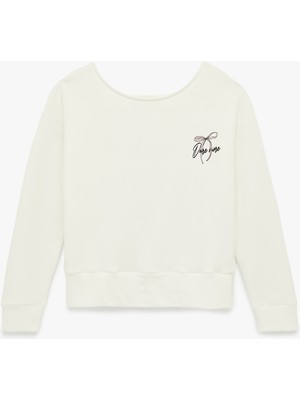Koton Uzun Kollu Kayık Yaka Rahat Kalıp Sweatshirt