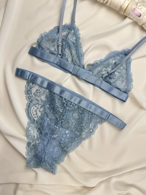 Rozenin Lingerie Balensiz Bant Detaylı Dantelli Bralet Sütyen Takımı