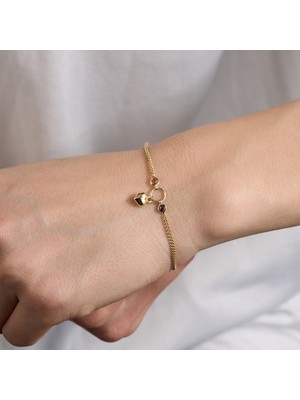 Gold Marley 14 Ayar Elegant Kalp Uçlu Altın Bileklik