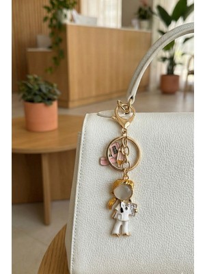 Modex Altın Rengi Sarı Saçlı Hemşire Doktor Çanta Aksesuarı Anahtarlık