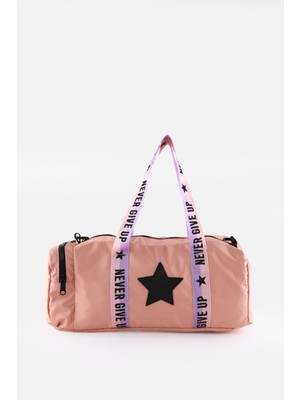 İcone Bag Kız Çocuk Yıldız Baskılı Spor Çanta, Yan Cepli Spor Çanta, Fermuarlı Detaylı Çocuk Spor Çantası