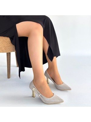 SEPET365 Motya Bej Rugan Topuklu Ayakkabı