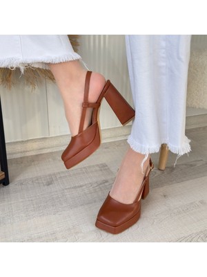 SEPET365 Mety Taba Cilt Topuklu Ayakkabı