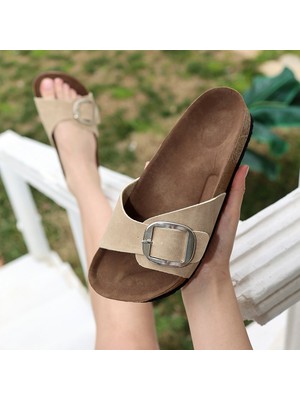 SEPET365 Zooy Bej Nubuk Terlik