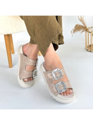 SEPET365 Juana Bej Nubuk Taşlı Terlik