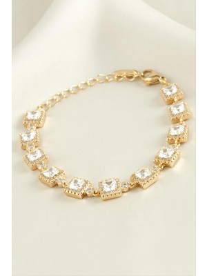 Datatek Xuping Kare Zirkon Taşlı Lüks Çelik Bileklik