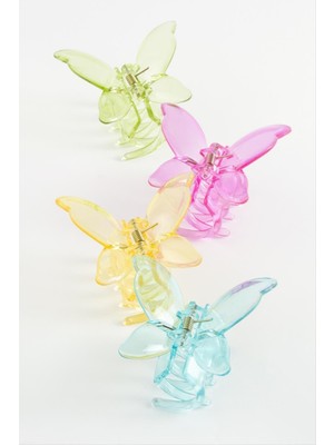 Datatek Kelebek Şeffaf Renkli Mandal Toka 8 cm