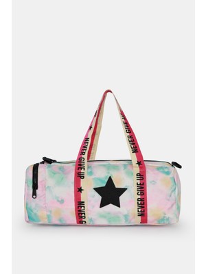 İcone Bag Kız Çocuk Degrade Baskılı Spor Çanta, Desenli Spor Çanta, Fermuarlı Detaylı Çocuk Spor Çanta