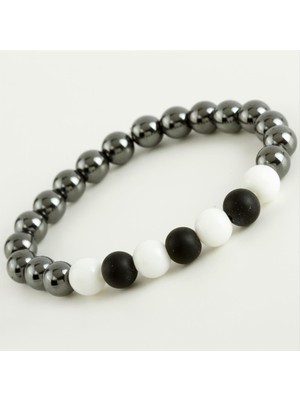 Zero Land Drnds Hematit- Mat Onix Doğaltaş Bileklik-Antrasit