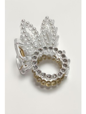 Datatek Tavşan Kulaklı Inci Taşlı Mandal Toka 8 cm