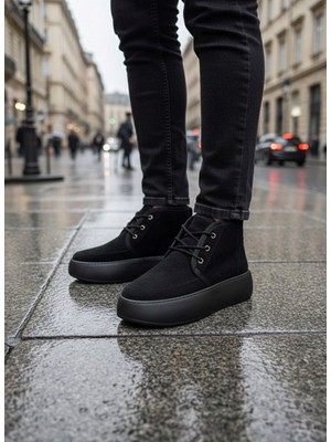 Beskar BA0550 Içi Kürklü Bağcıklı Siyah Taban Erkek Tarz Spor Bot