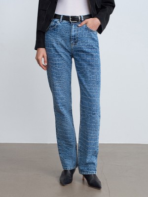 Dilvin 72095 %100 Pamuk Straight Jean-Mavi