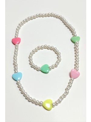 Datatek Kalp Inci Boncuk Çocuk Set Kolye