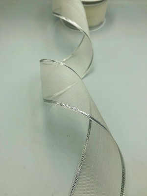 Duck Hoby 4.5 Metre Organze Kurdele 4 cm Genişlik, Simli Organze Kurdele, Paket Kurdele, Bohça Kurdele, Süsleme