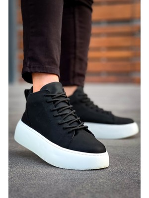 Beskar LE10 Bağcıklı Erkek Yüksek Taban Siyah Spor Bot
