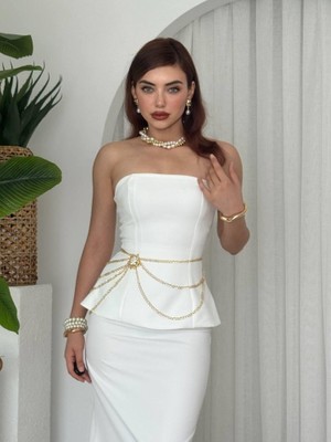 Moda Loris Spas Straplez Elbise