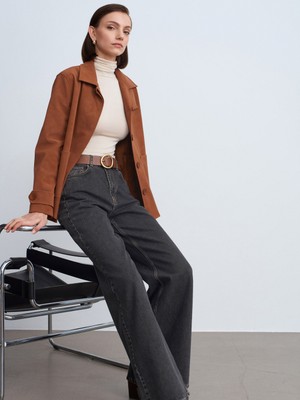 Dilvin 72119 %100 Pamuk Geniş Paça Jean-Koyu Kahve