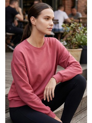 Yaban Gülü Basic O Yaka Oversize Kadın Sweatshirt - 97053