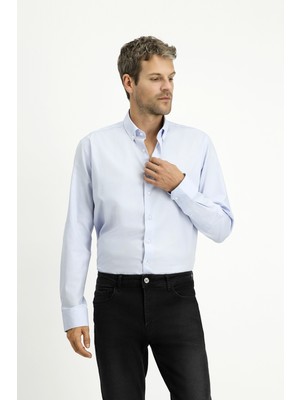 Kiğılı Uzun Kol Slim Fit Dar Kesim Pamuk 4 Mevsim Oxford Gömlek