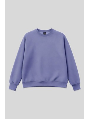 Açık Eflatun Basic O Yaka Oversize Kadın Sweatshirt - 97053