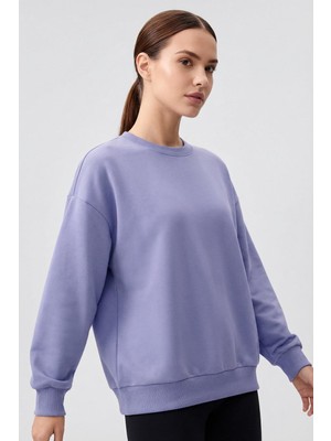 Açık Eflatun Basic O Yaka Oversize Kadın Sweatshirt - 97053