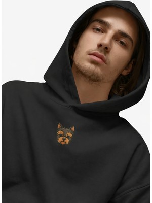 Muhtar Store Yorkshire Terrier Figürlü Siyah Unisex Kapüşonlu Sweatshirt – Dtf Baskı