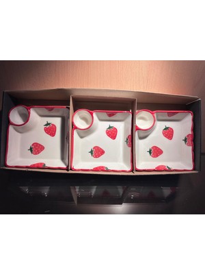 Tabak Kahvaltılık Sosluk 3 Lü Set 14*14CM Seramik