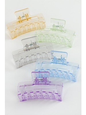 Datatek Dikdörtgen Şeffaf Renkli Mandal Toka 8 cm