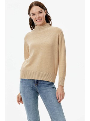 Sementa Yarım Balıkçı Sim Detaylı Triko Kazak - Somon