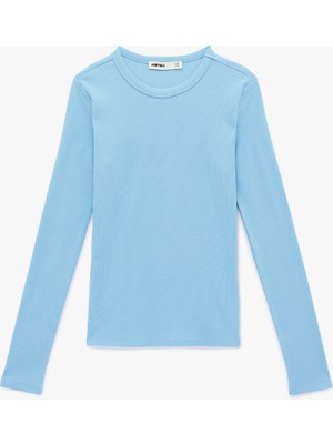 Koton Pamuklu Slim Fit Uzun Kollu Bisiklet Yaka Tişört