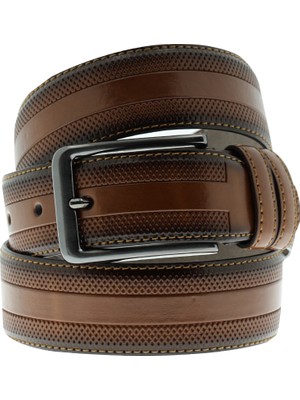 Polo Club Erkek Desenli Kemer Taba Renk 110 cm %100 Suni Deri Şık Tasarım