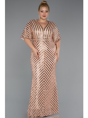 Abiyefon Kısa Kol Pul Payet Uzun Büyük Beden Abiye ABU2309