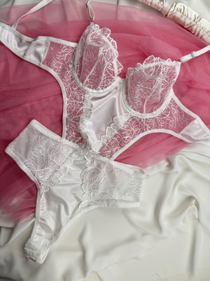 Rozenin Lingerie Balenli Alttan Çıtçıtlı Dantelli Bodysuit