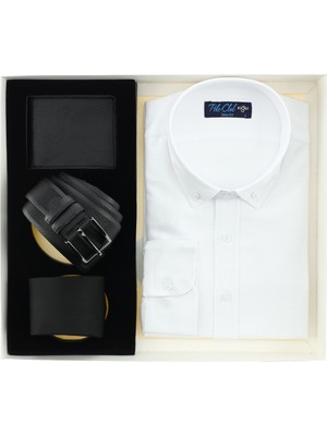 Polo Club 4'lü Hediye Seti / Gömlek & Kravat & Kemer & Cüzdan Çeyiz Seti Hediye Kutulu Set