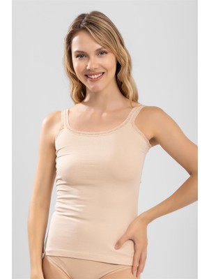 Baykar Kadın Ip Askılı Dantel Detaylı Atlet 6687 Ten Rengi