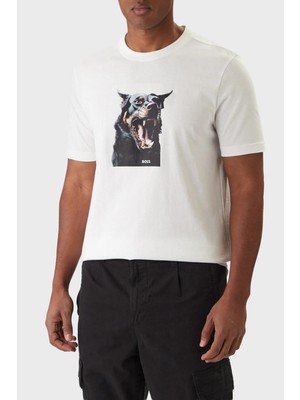 Boss Baskılı Pamuklu Regular Fit Bisiklet Yaka T Shirt Erkek T Shirt 50558965 100