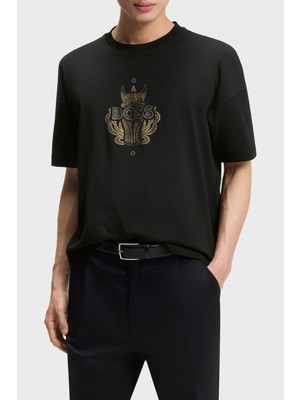 Boss Baskılı Pamuklu Regular Fit Bisiklet Yaka T Shirt Erkek T Shirt 50565015 001