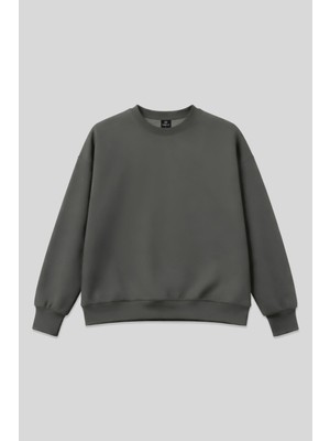 Haki Basic O Yaka Oversize Kadın Sweatshirt - 97053
