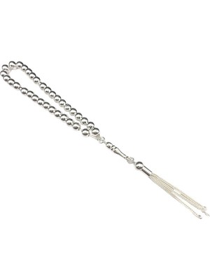 Tudi Silver Püsküllü Küre Kesim Gümüş Tesbih 925 Ayar