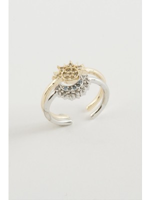 Datatek Güneş Hilal Zirkon Taşlı Yüzük 2 Adet