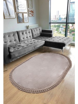 Valery Home Vl Comfort Ponpon Saçaklı Peluş Post Halı Kahverengi Halı