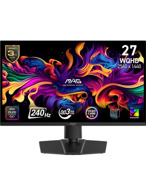 MSI 26.5 MAG 273QP QD-OLED X24 2560x1440 (WQHD) 16:9 FLAT QD-OLED 240HZ 0.03MS FREESYNC PREMIUM PRO GAMING MONITOR